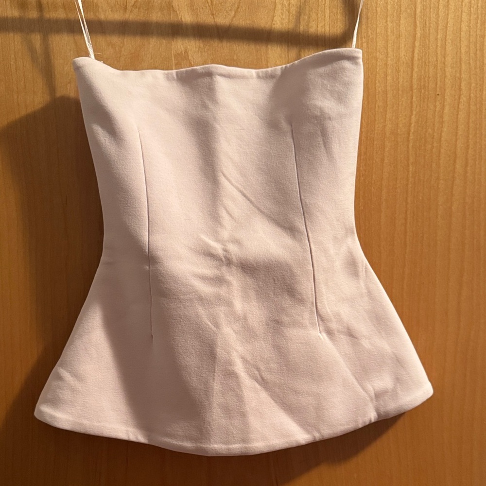 Zara Strapless Peplum Tubetop in Pale Blush